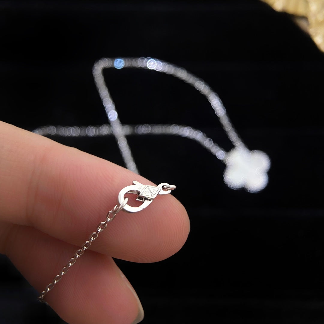 rose gold resin clover Necklace for women - alternate angle view 9