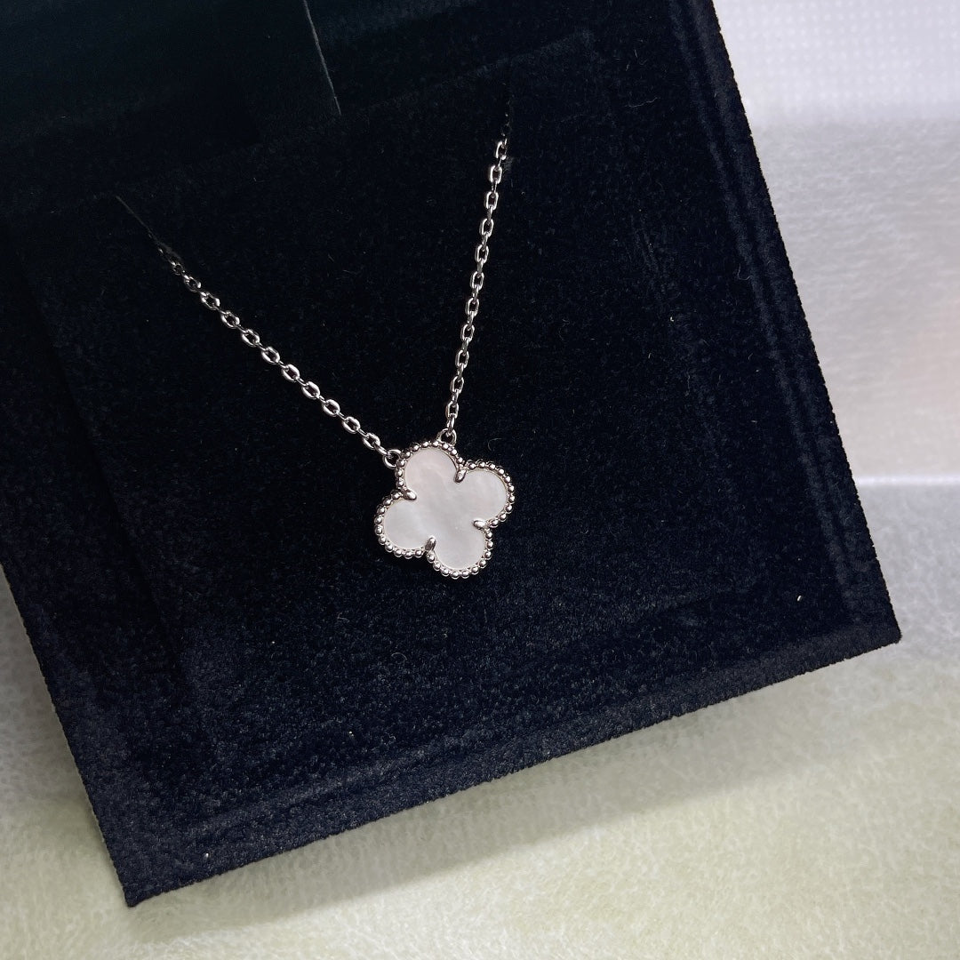 rose gold resin clover Necklace for women - alternate angle view 6