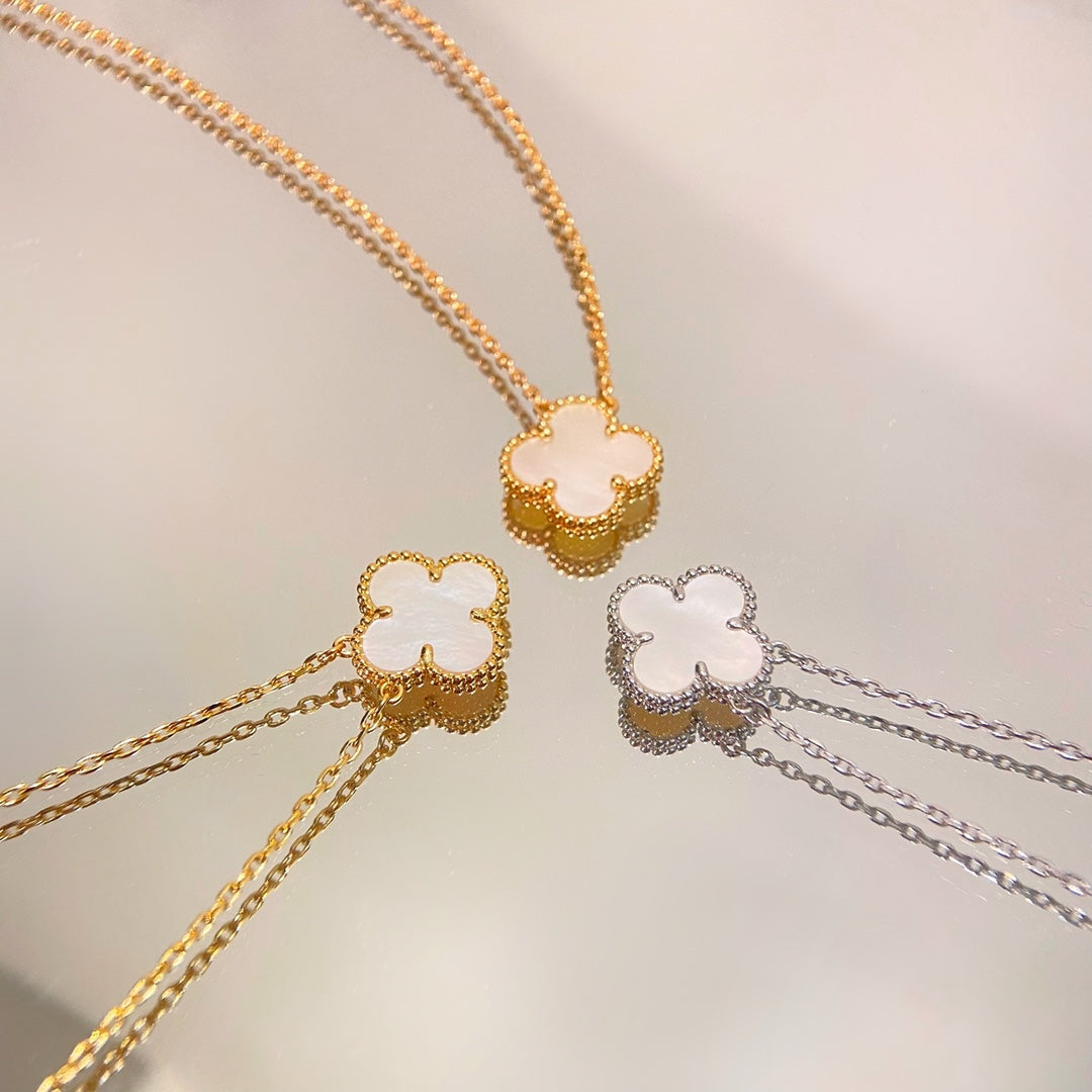 rose gold resin clover Necklace for women - product detail view