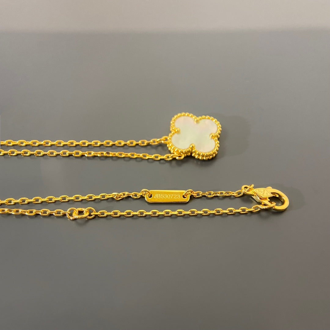 rose gold resin clover Necklace for women - alternate angle view 8