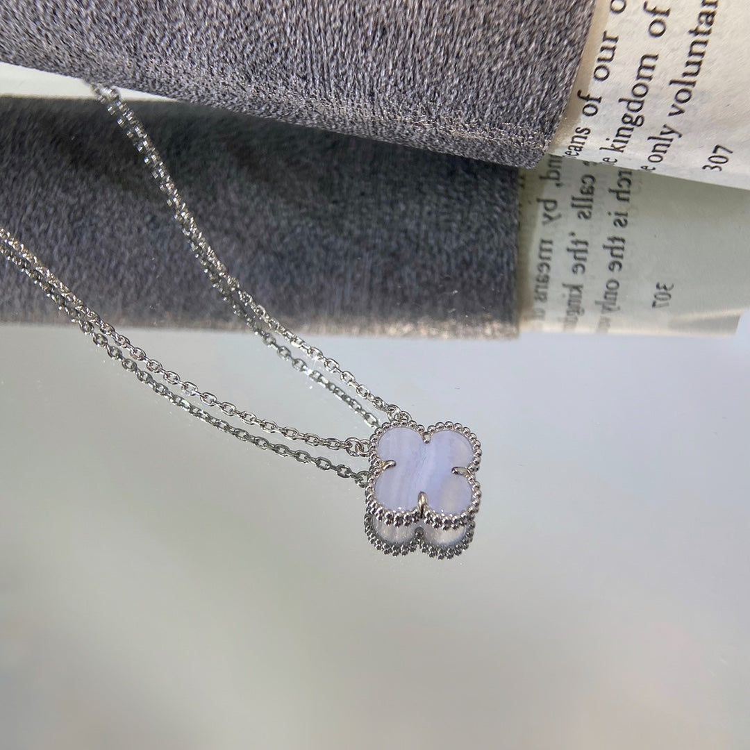 gold resin clover Necklace for women - alternate angle view 4