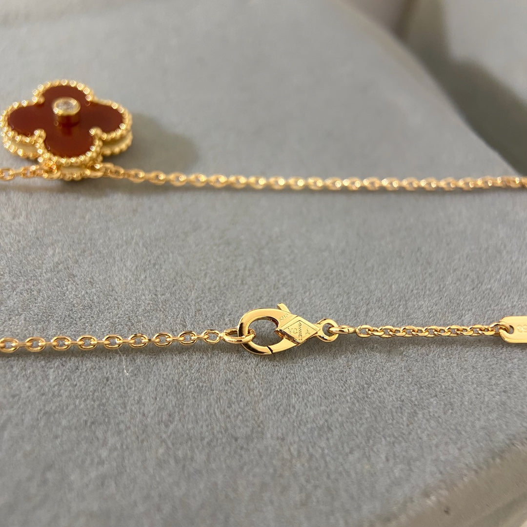 rose gold resin clover Necklace for women - alternate angle view 8
