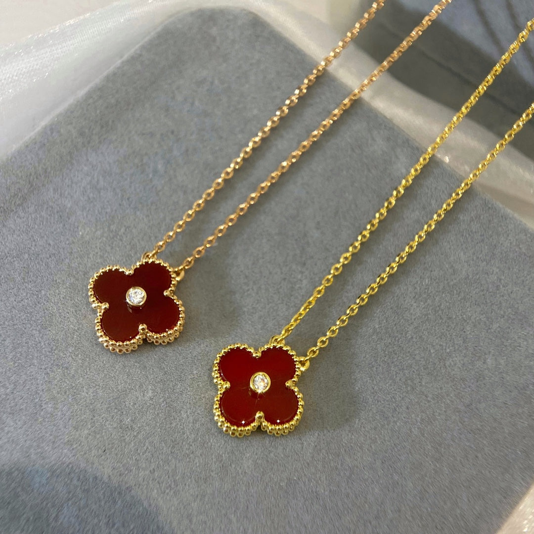 rose gold resin clover Necklace for women - product detail view