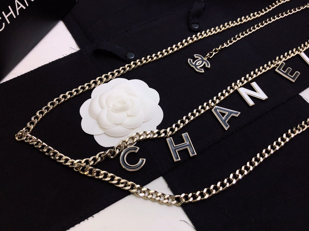 black and white letter Waist Chain for women - alternate angle view 6