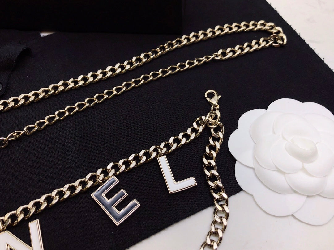 black and white letter Waist Chain for women - alternate angle view 9