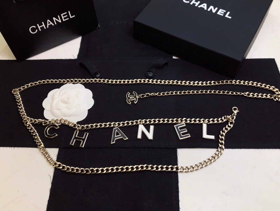 black and white letter Waist Chain for women - alternate angle view 7