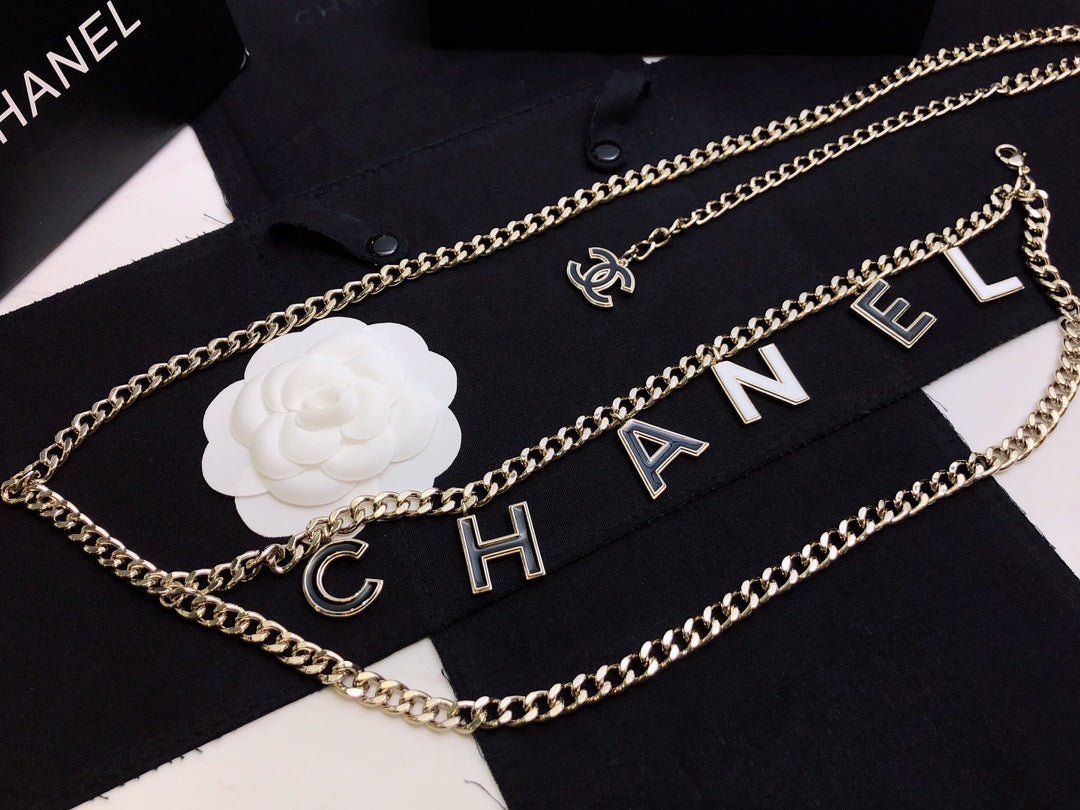 black and white letter Waist Chain for women - alternate angle view 5