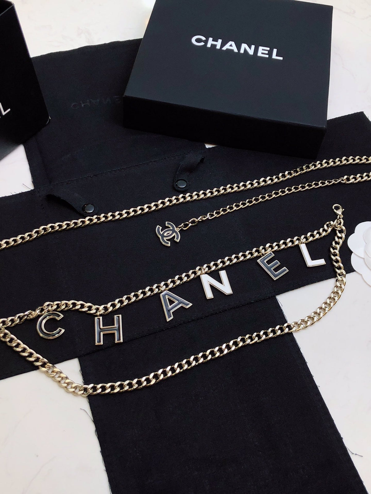 black and white letter Waist Chain for women - alternate angle view 8