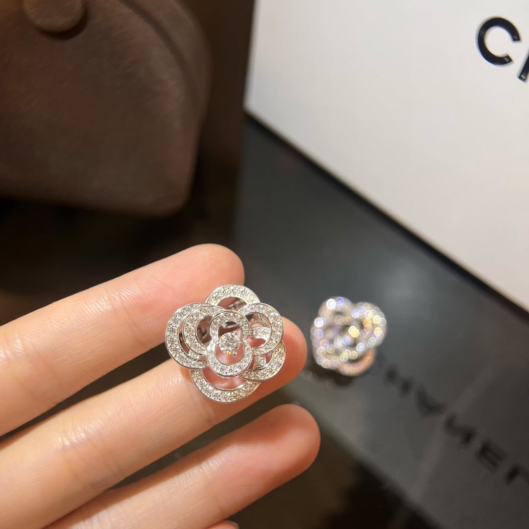 white crystal floral fashion accessory for women - product detail view