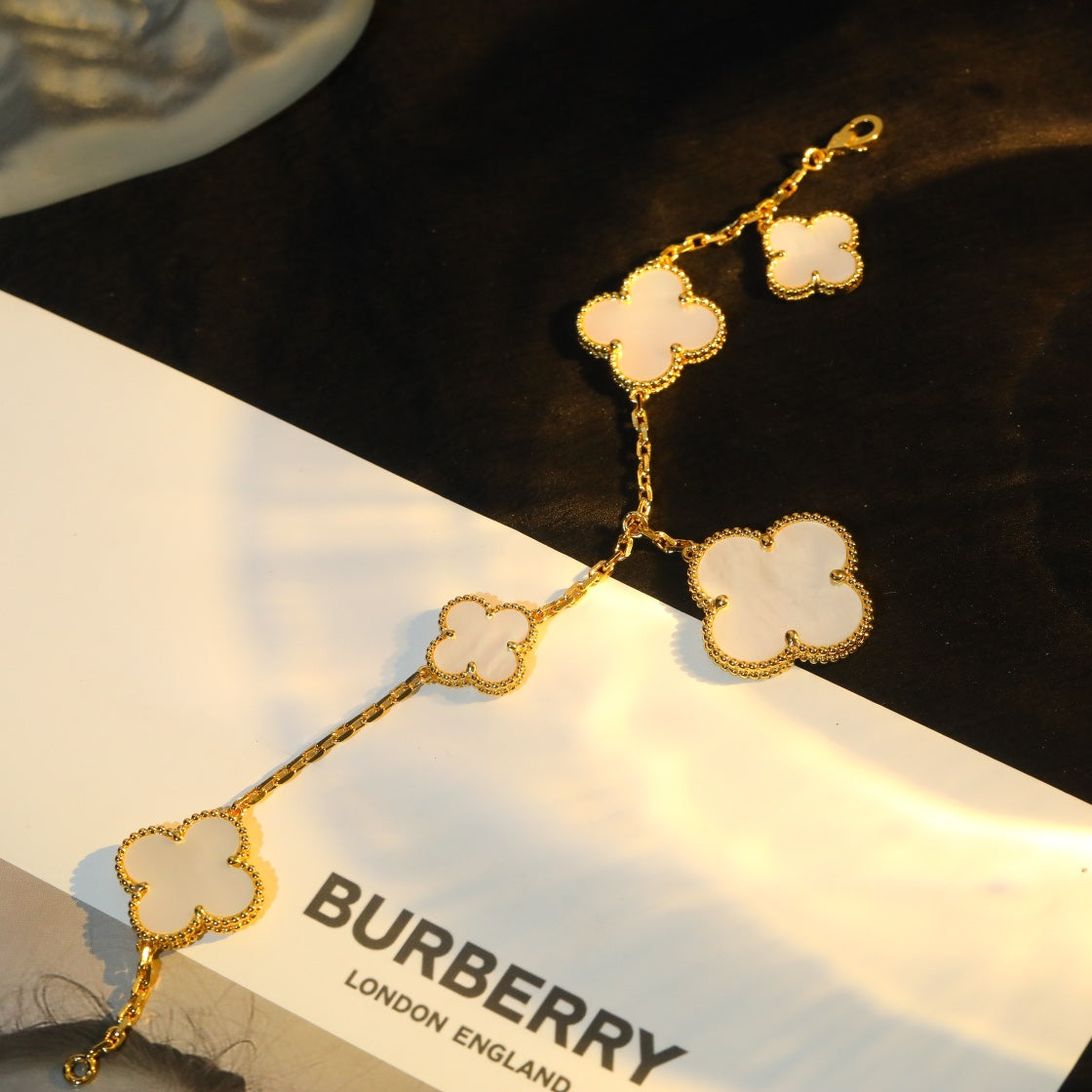 mother of pearl clover Bracelet for women - alternate angle view 6