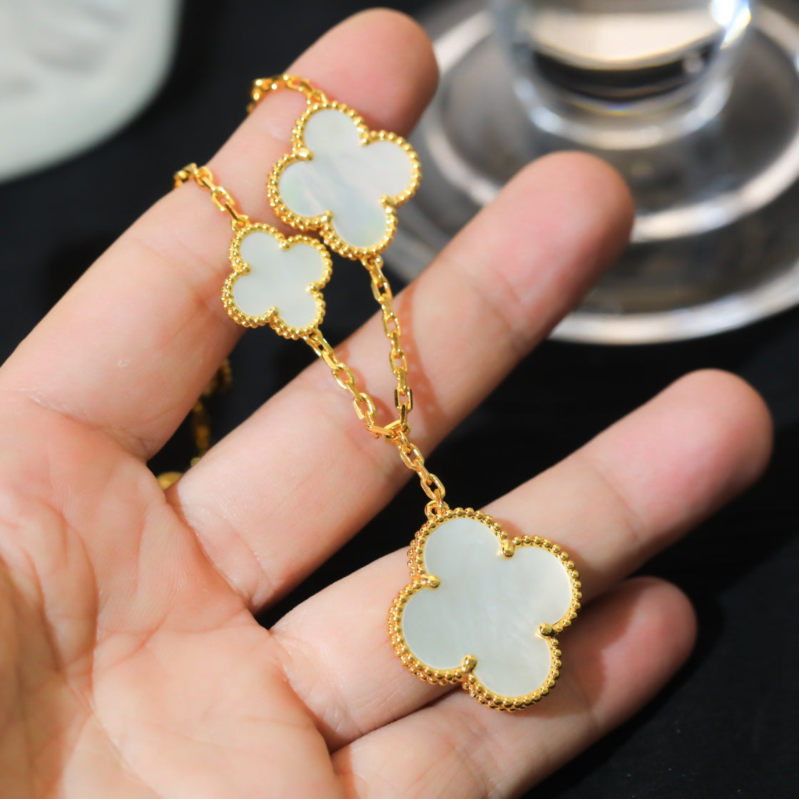mother of pearl clover Bracelet for women - alternate angle view 4