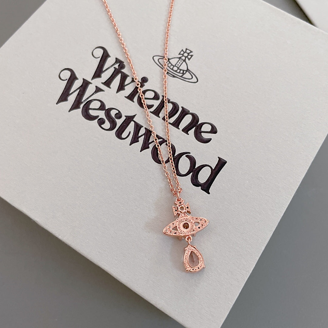 rose gold crystal rose Necklace for kids - alternate angle view 6