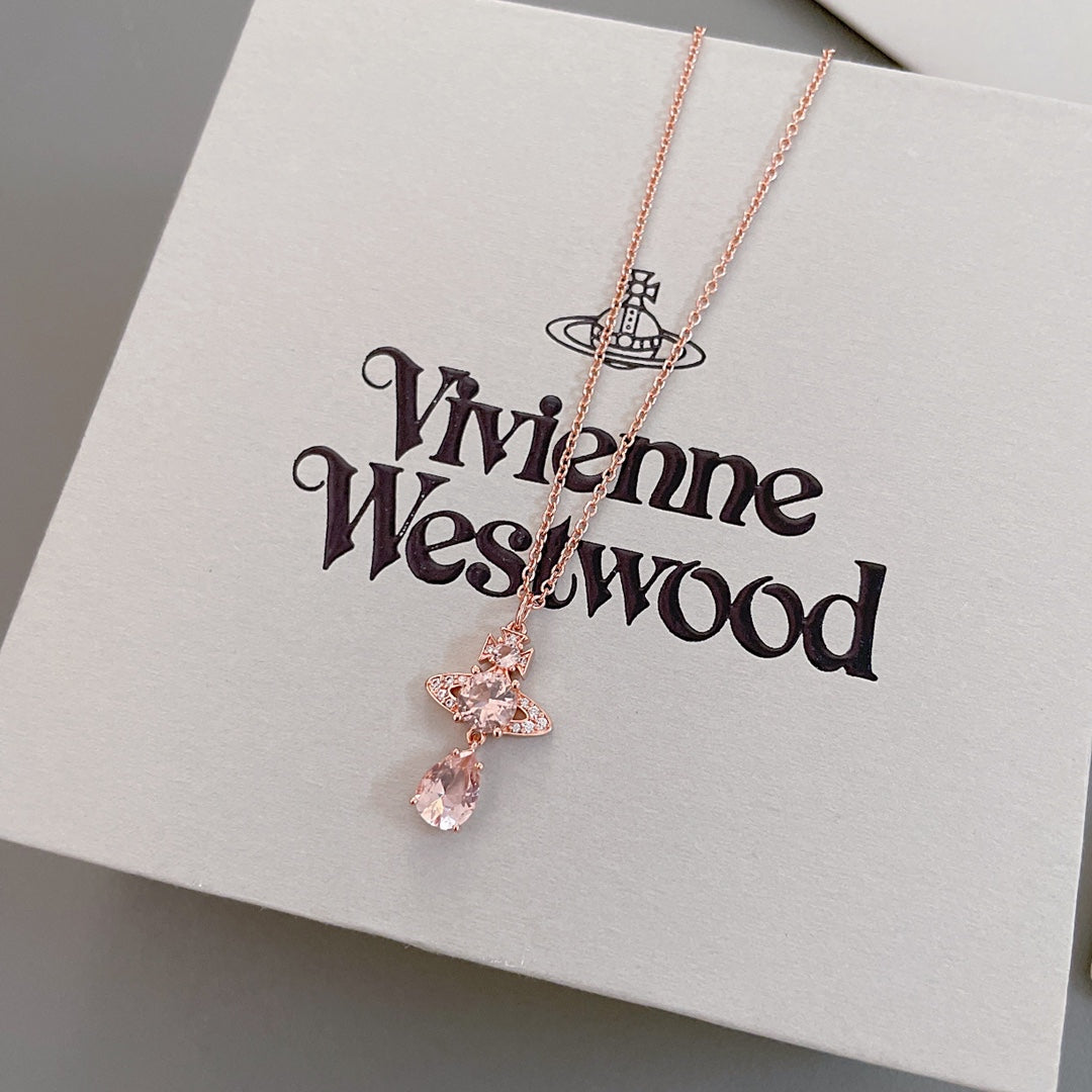 rose gold crystal rose Necklace for kids - alternate angle view 5