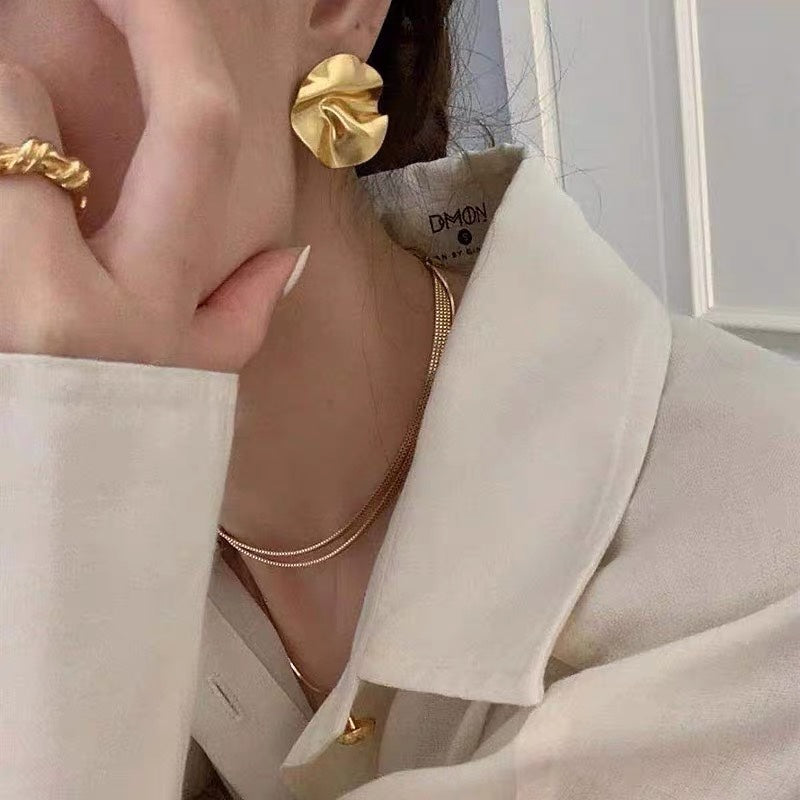 gold vintage Stud Earrings for women - alternate angle view 9