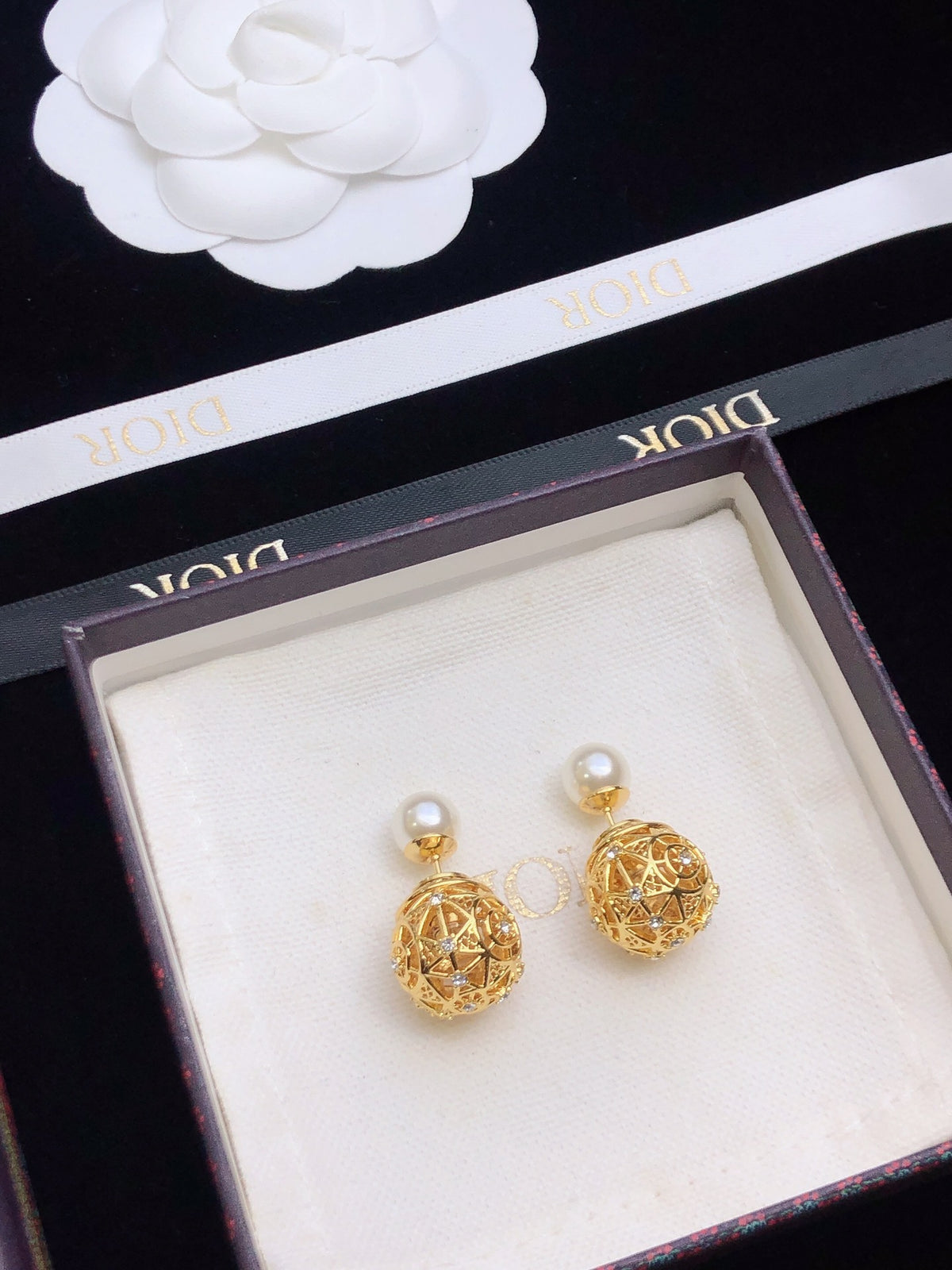 pearl letter Drop Earrings for women - alternate angle view 8