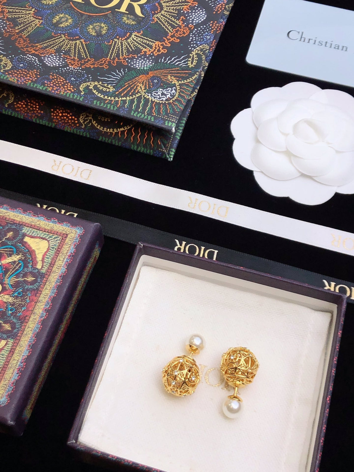 pearl letter Drop Earrings for women - alternate angle view 9