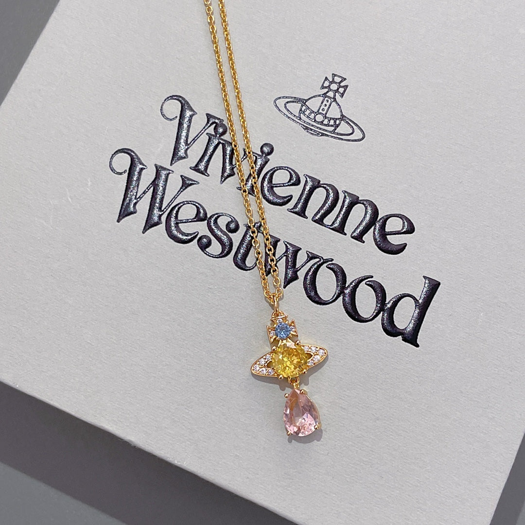 rose gold crystal rose Necklace for kids - alternate angle view 3