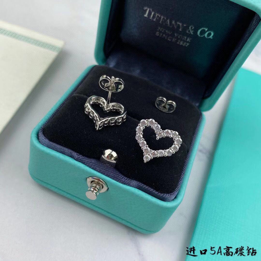 gold cubic zirconia heart Stud Earrings for women - alternate angle view 8