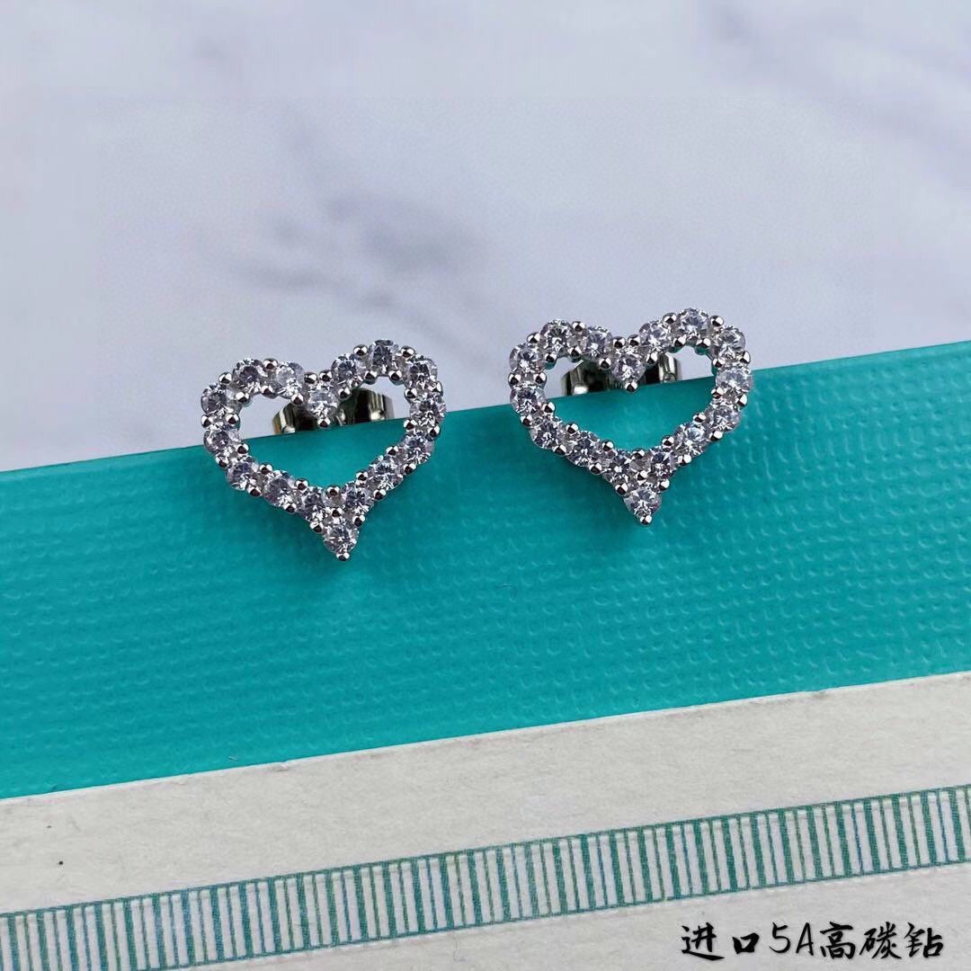 gold cubic zirconia heart Stud Earrings for women - alternate angle view 7