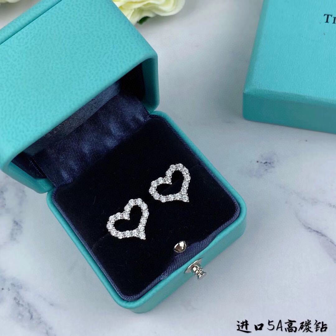 gold cubic zirconia heart Stud Earrings for women - alternate angle view 4
