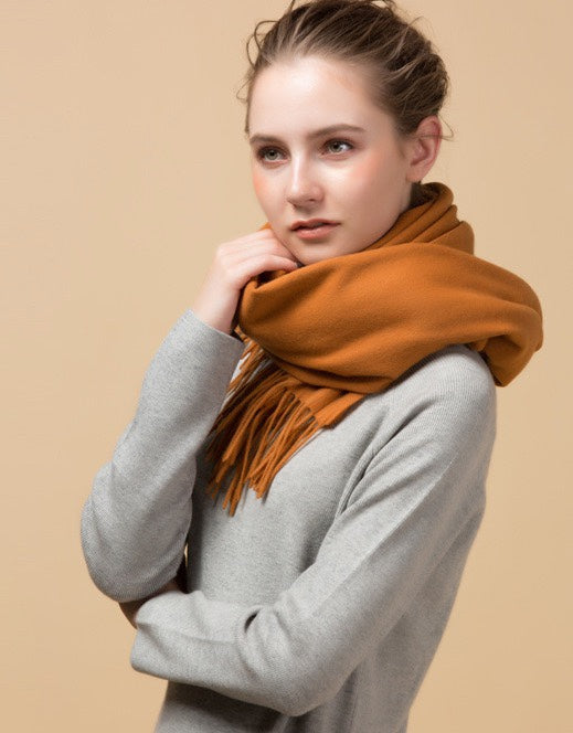 beige velvet tassel Shawl for women - product detail view