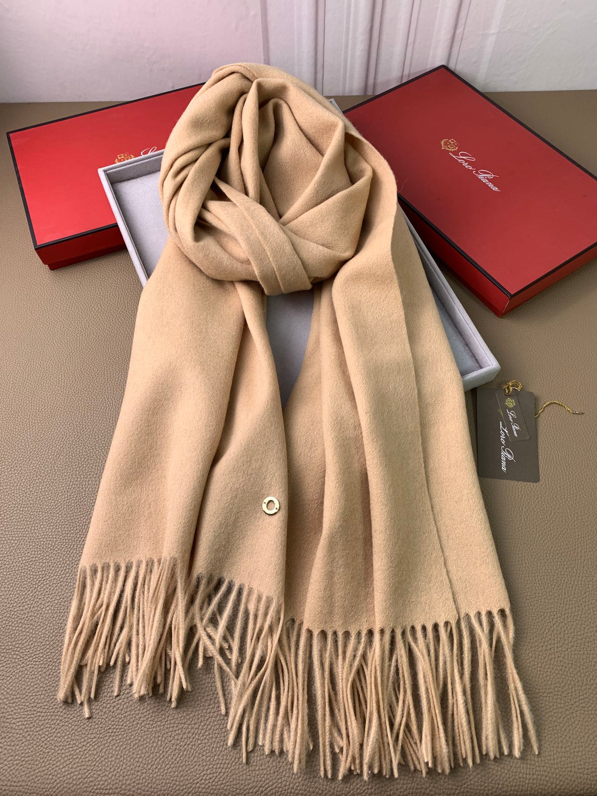 camel velvet tassel Shawl for women - alternate angle view 8