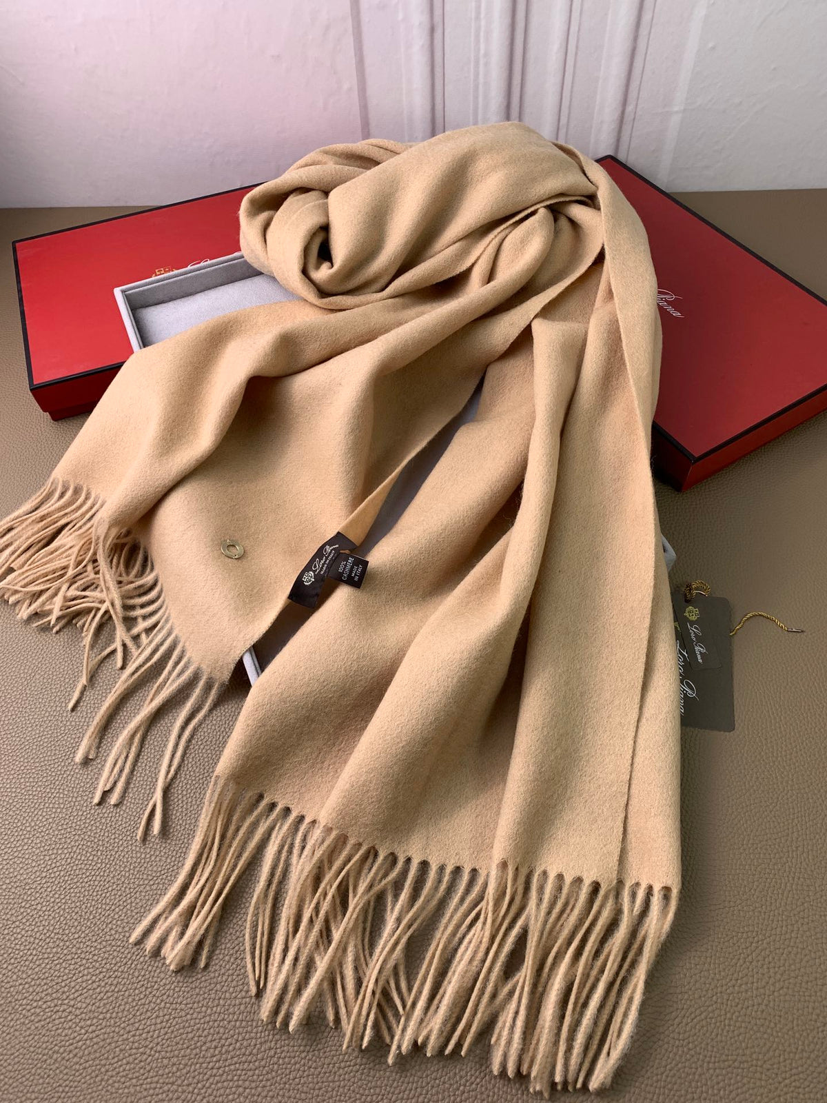 camel velvet tassel Shawl for women - alternate angle view 9