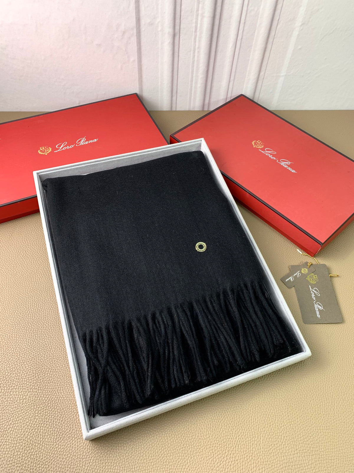 beige velvet tassel Shawl for women - alternate angle view 3