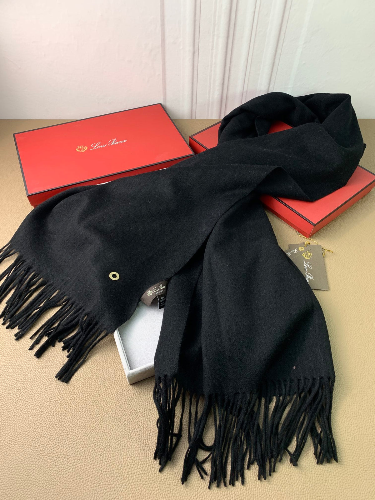 beige velvet tassel Shawl for women - alternate angle view 7