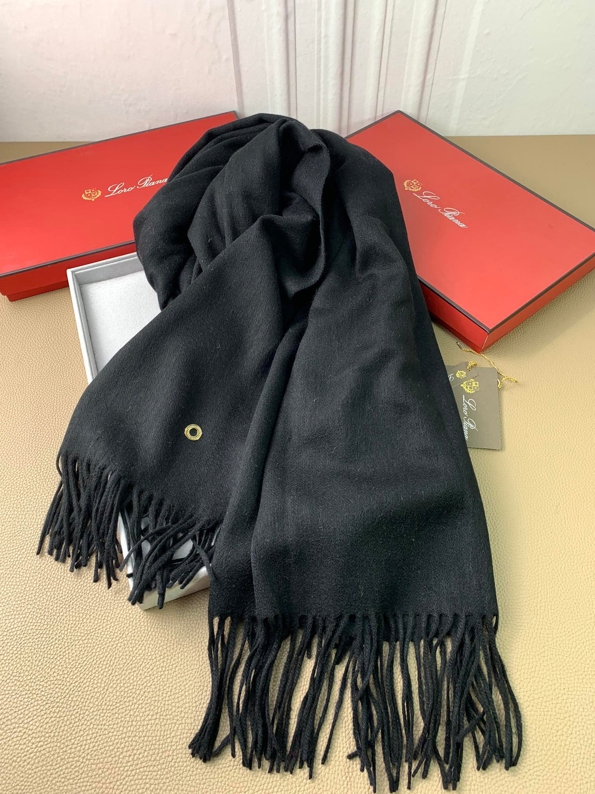 beige velvet tassel Shawl for women - alternate angle view 6