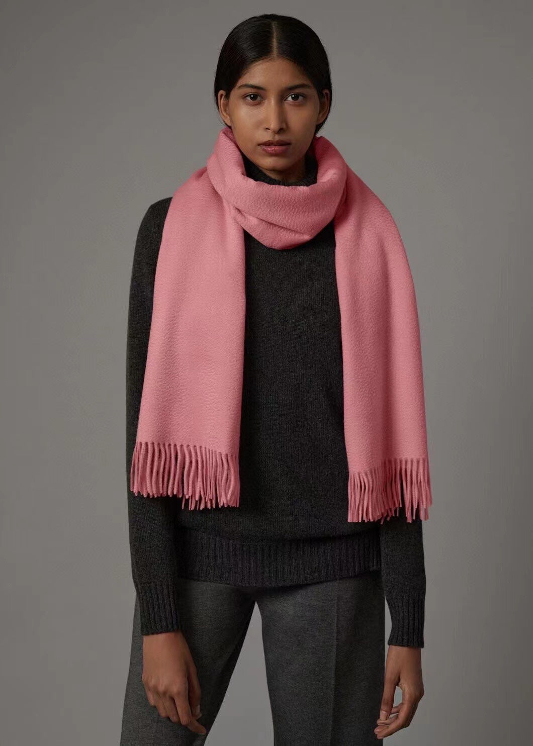 pink velvet tassel Shawl for women - alternate angle view 2