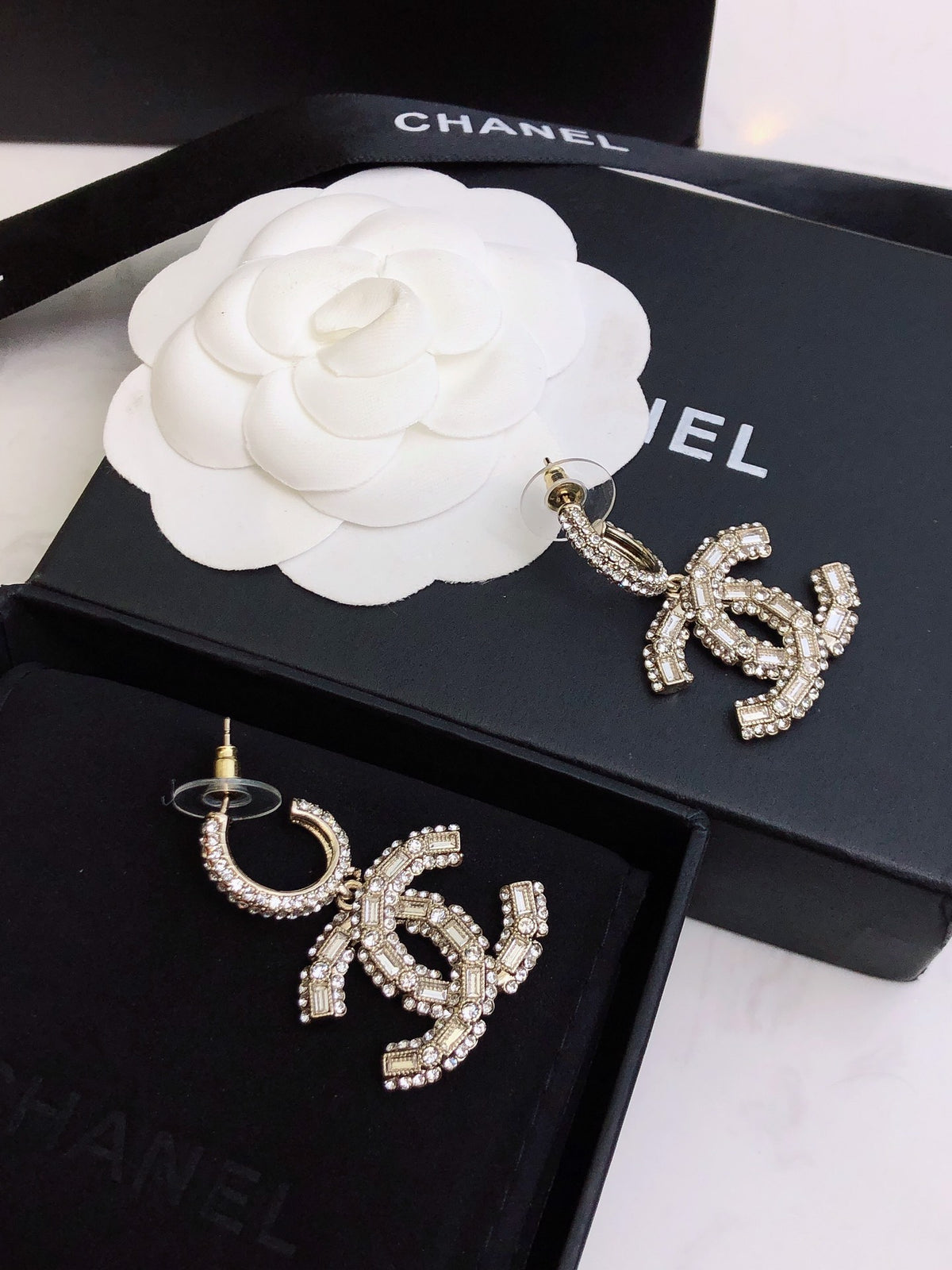 crystal floral Stud Earrings for women - alternate angle view 7