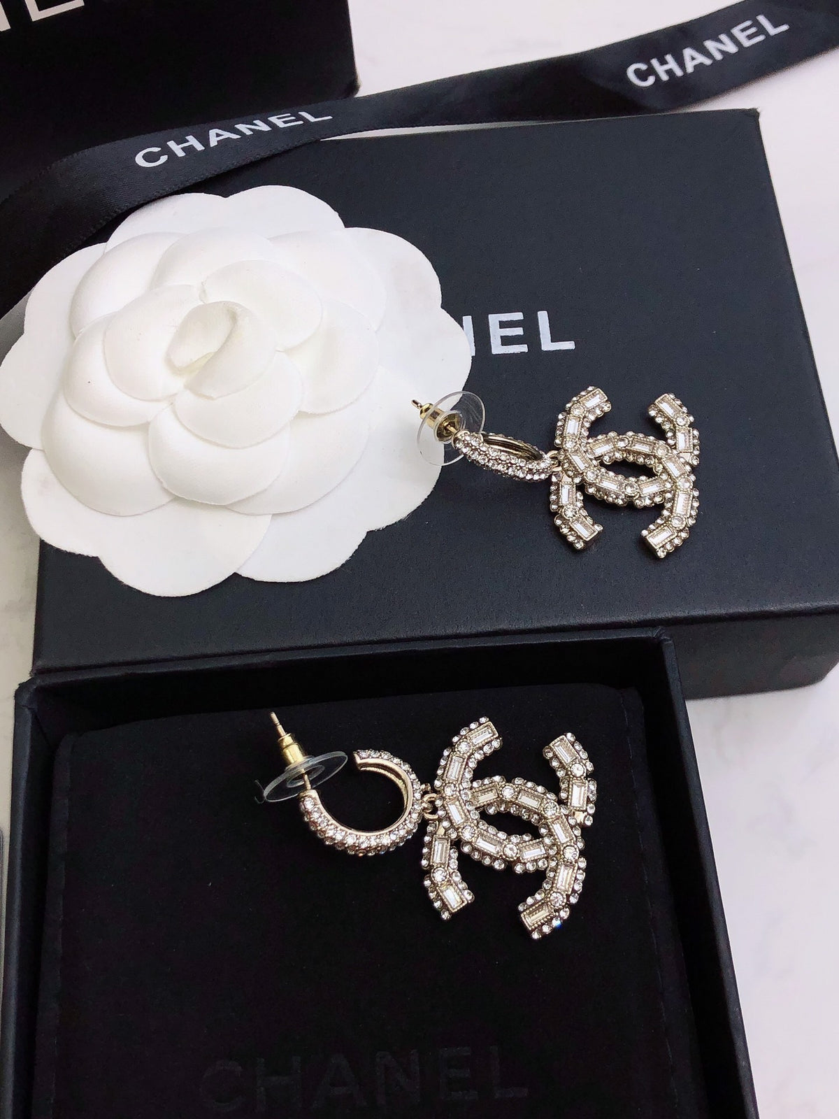 crystal floral Stud Earrings for women - alternate angle view 6