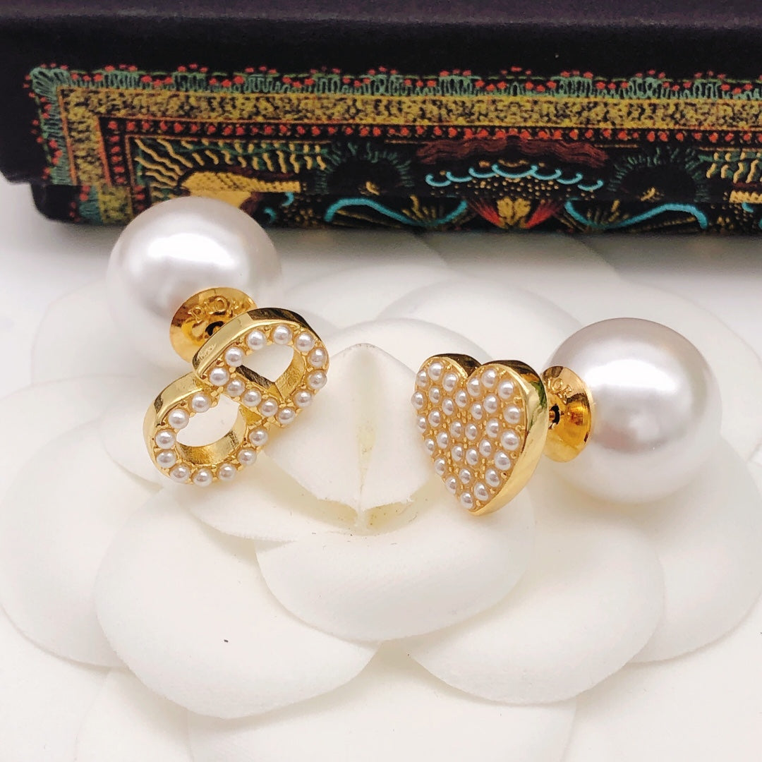yellow 925 sterling silver heart Stud Earrings for women - alternate angle view 5