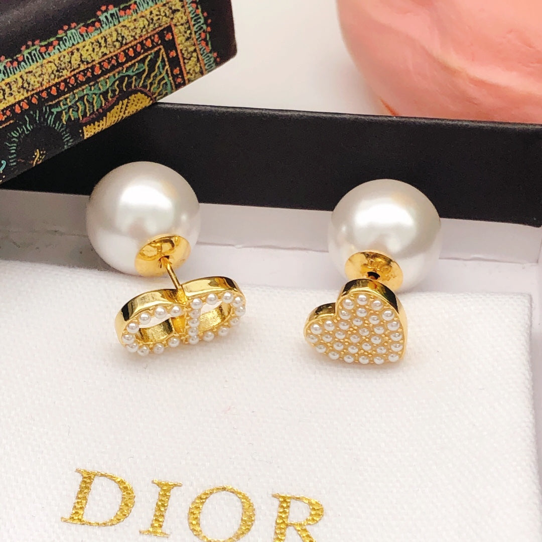 yellow 925 sterling silver heart Stud Earrings for women - alternate angle view 2