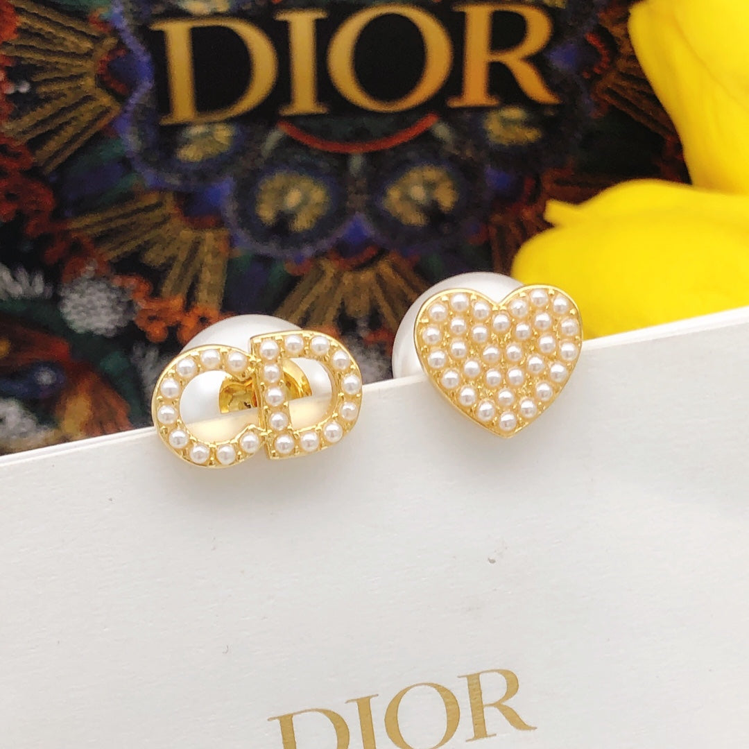 yellow 925 sterling silver heart Stud Earrings for women - alternate angle view 4