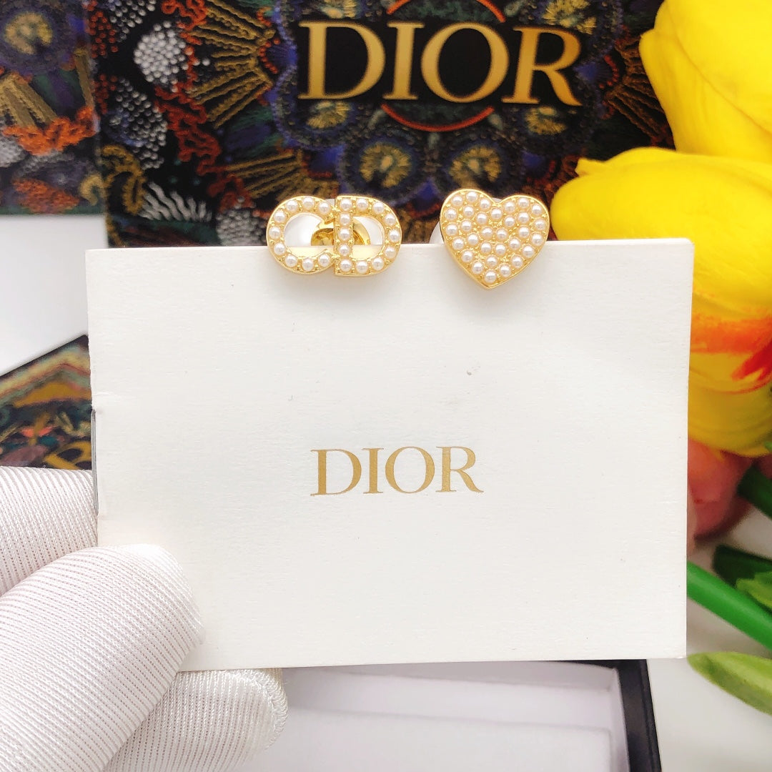 yellow 925 sterling silver heart Stud Earrings for women - alternate angle view 3