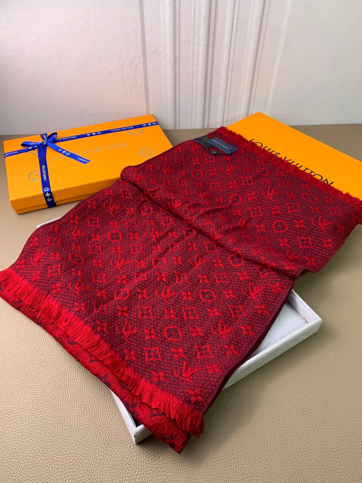wool floral Scarf for men - alternate angle view 2