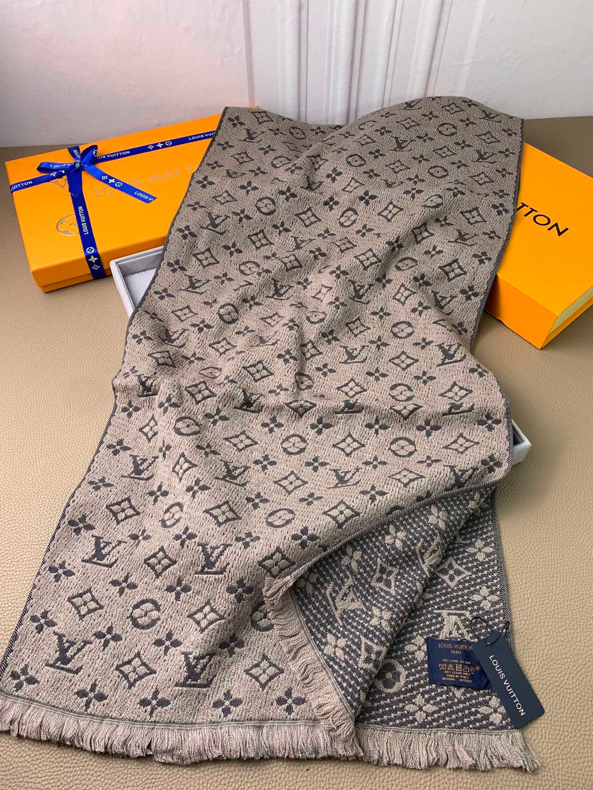wool floral Scarf for men - alternate angle view 3