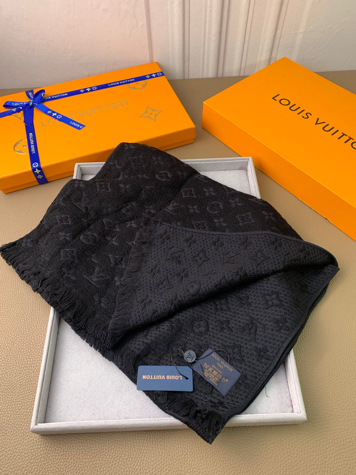 wool floral Scarf for men - alternate angle view 3