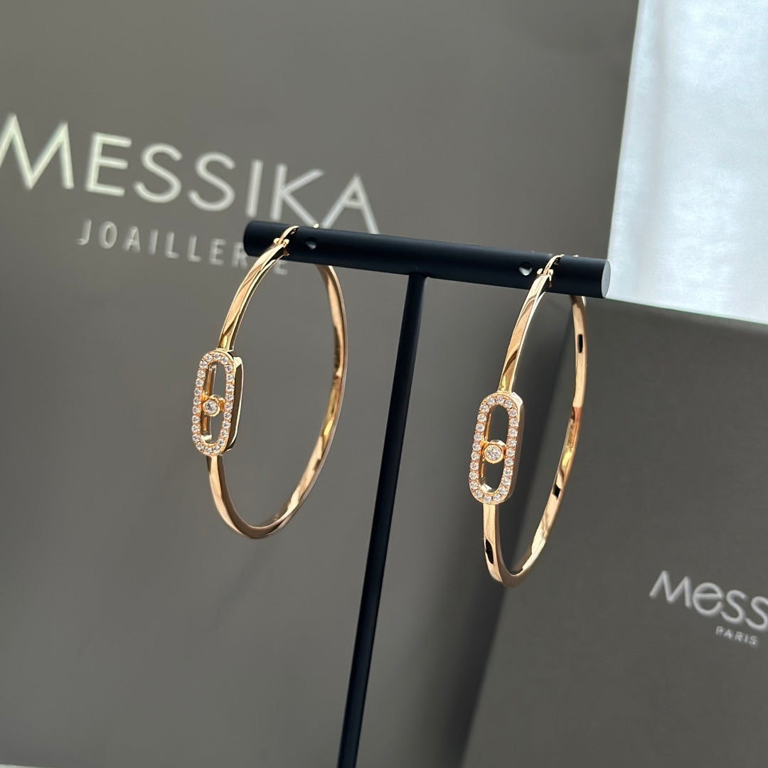 rose gold crystal rose Hook Earrings for women - alternate angle view 3