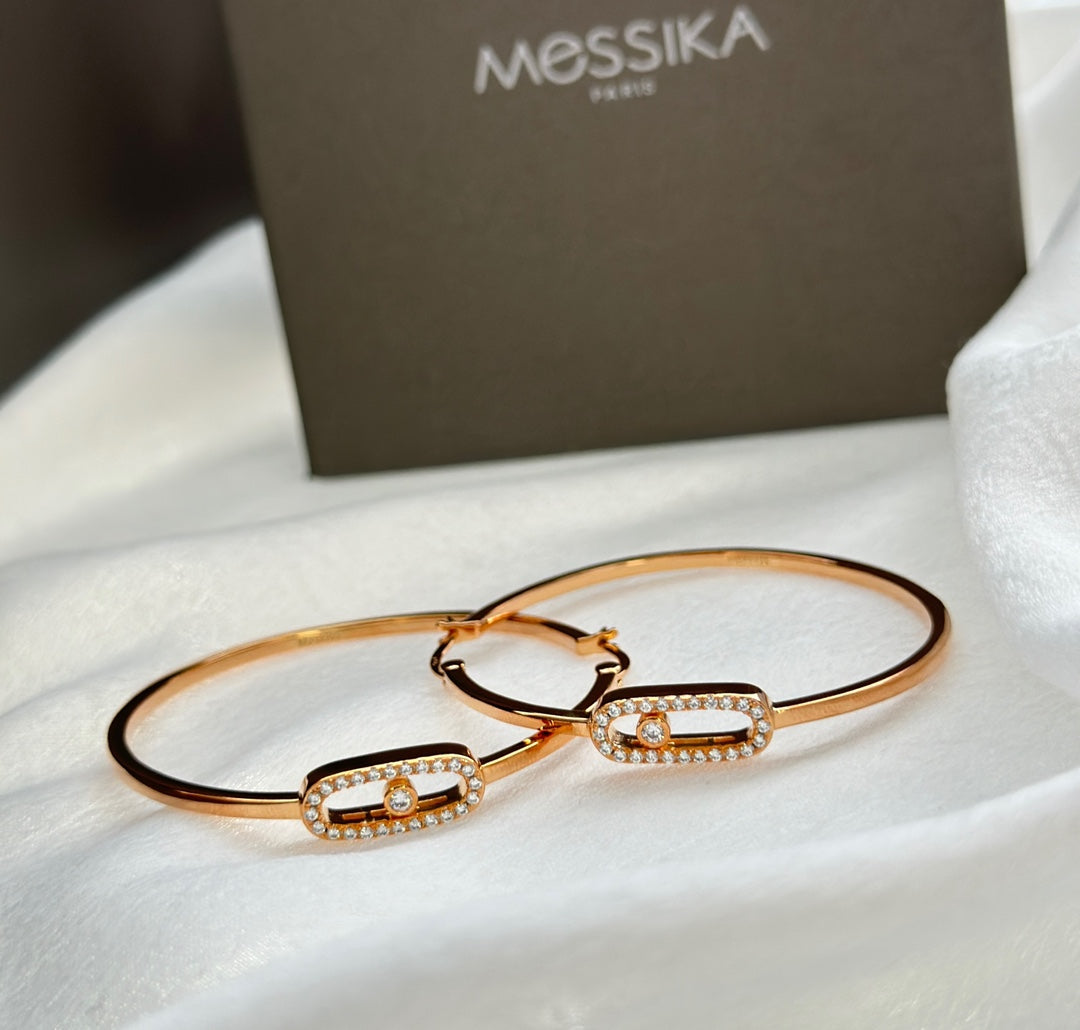 rose gold crystal rose Hook Earrings for women - alternate angle view 6