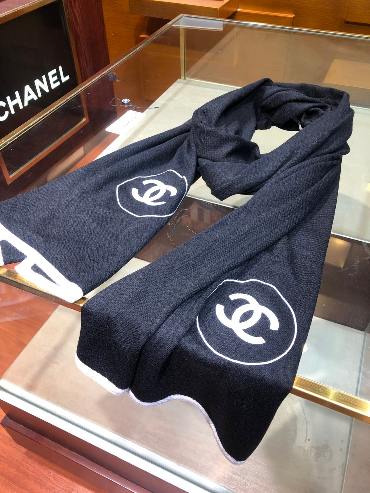 black and white velvet minimalist Scarf for women - alternate angle view 6