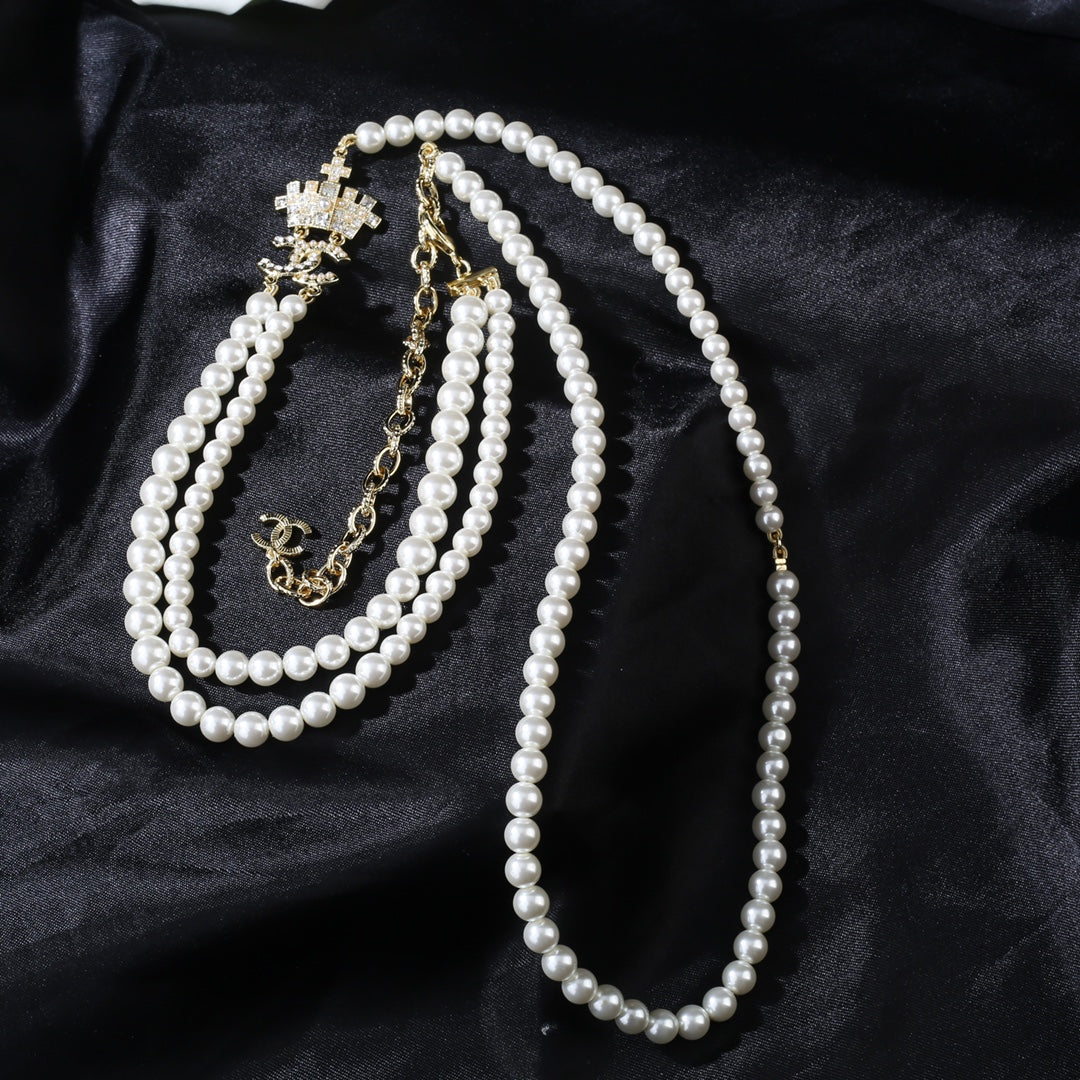 gold brass pearl Waist Chain for women - alternate angle view 3