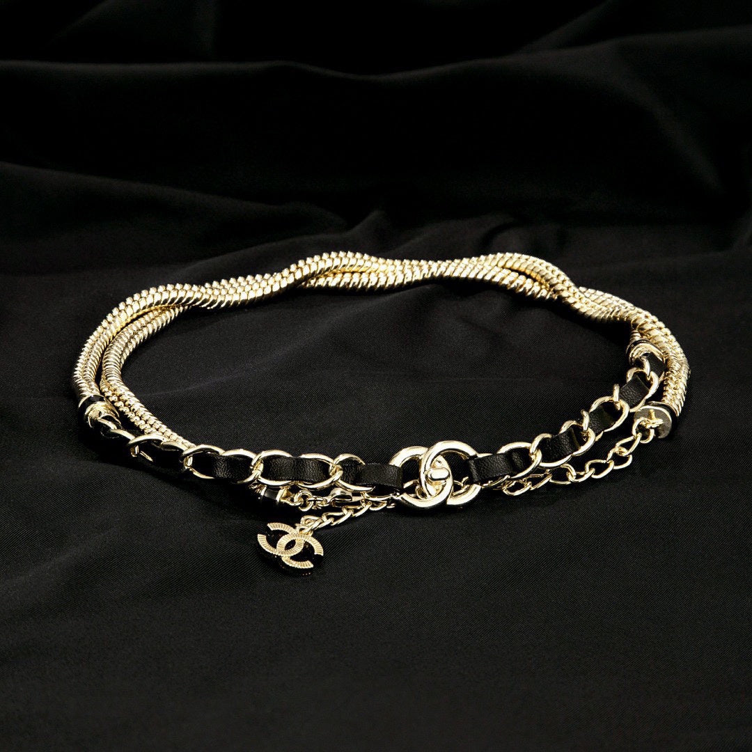 gold brass chain Belt for men and women - alternate angle view 3