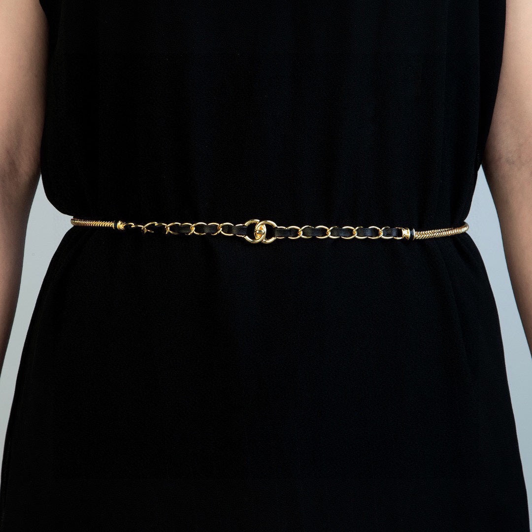 gold brass chain Belt for men and women - product detail view