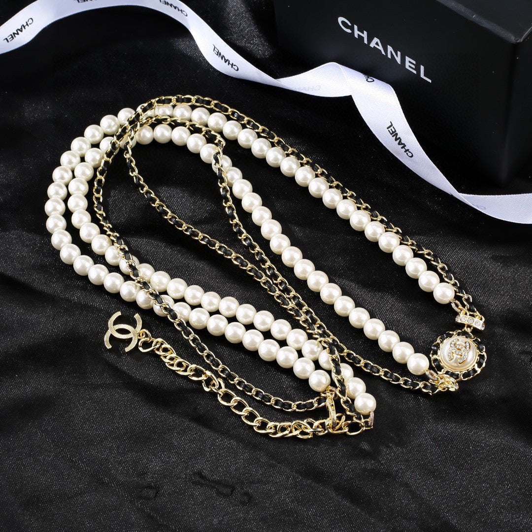 yellow brass pearl Waist Chain for women - alternate angle view 4