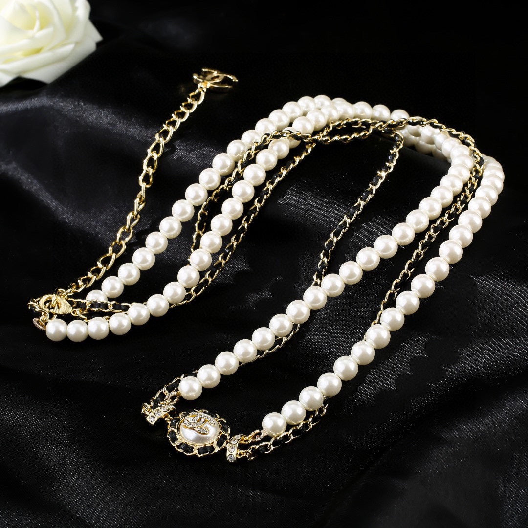 yellow brass pearl Waist Chain for women - alternate angle view 5