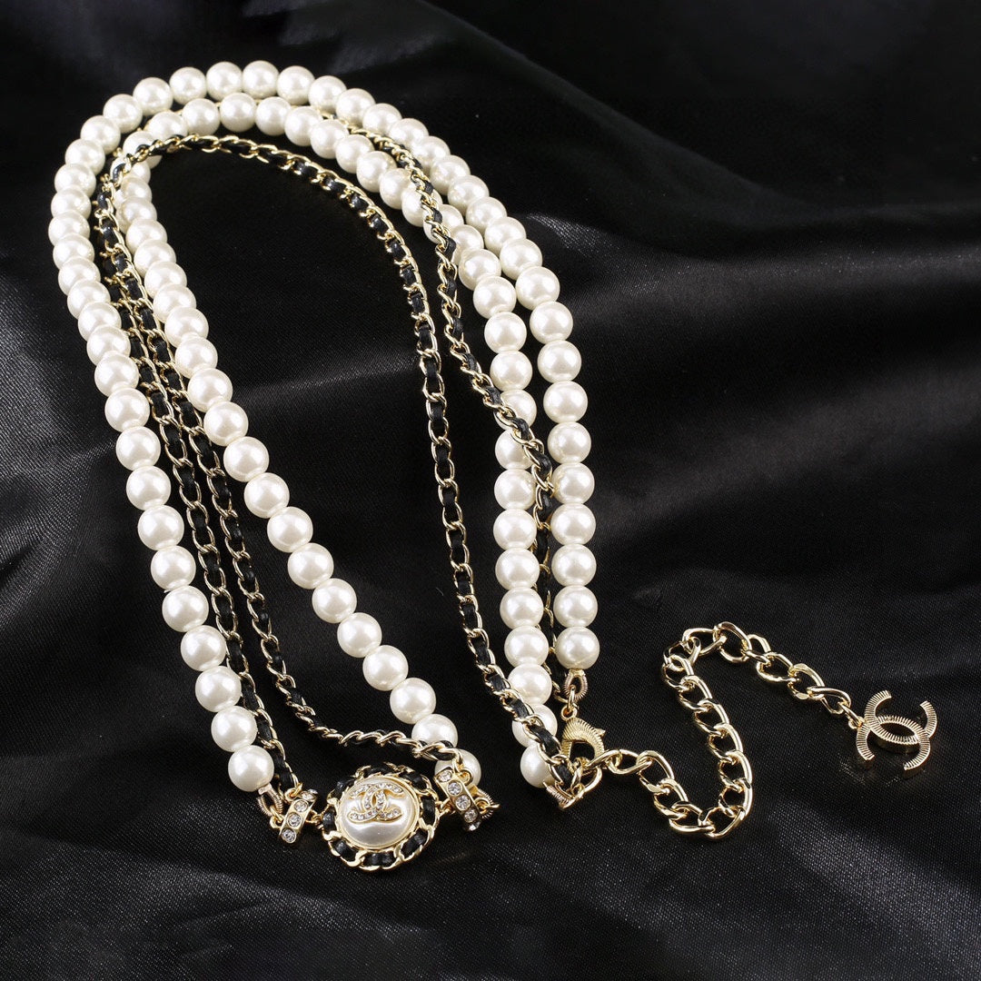 yellow brass pearl Waist Chain for women - alternate angle view 2