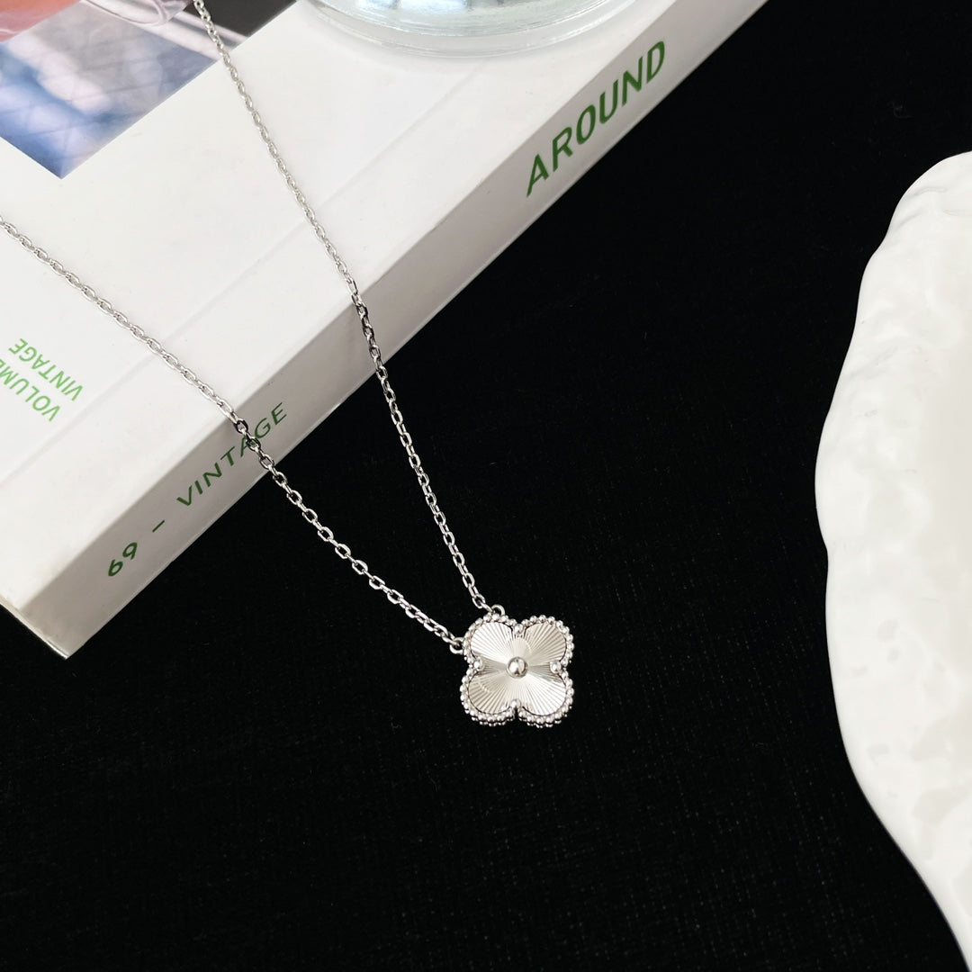 gold resin clover Necklace for women - alternate angle view 3